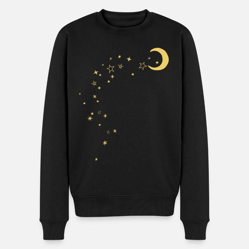 Mond und Sterne - Männer Premium Bio Pullover - Schwarz