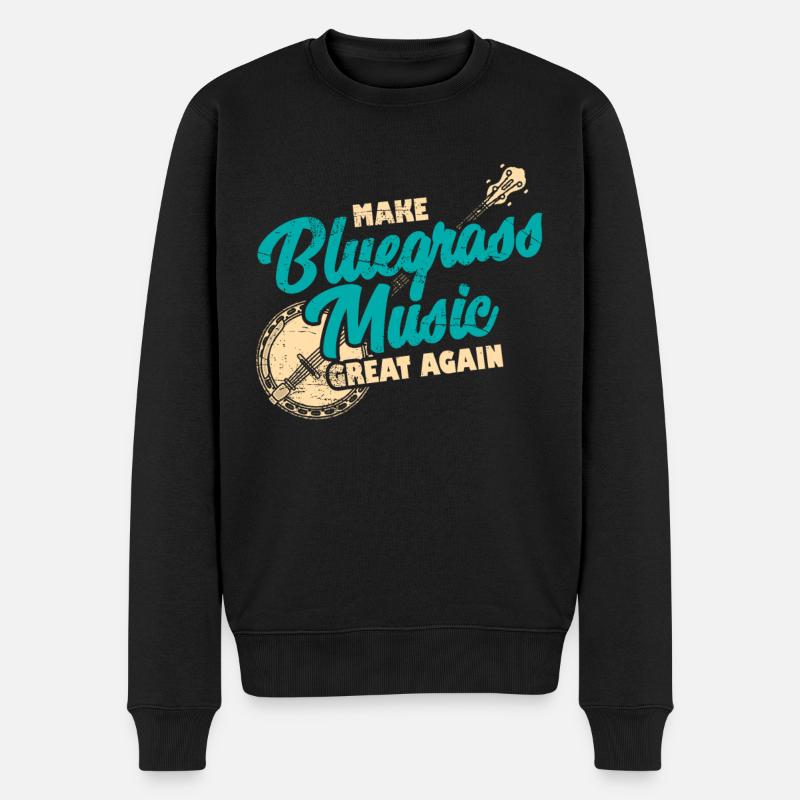Bluegrass Banjo Gitarre - Männer Premium Bio Pullover - Schwarz