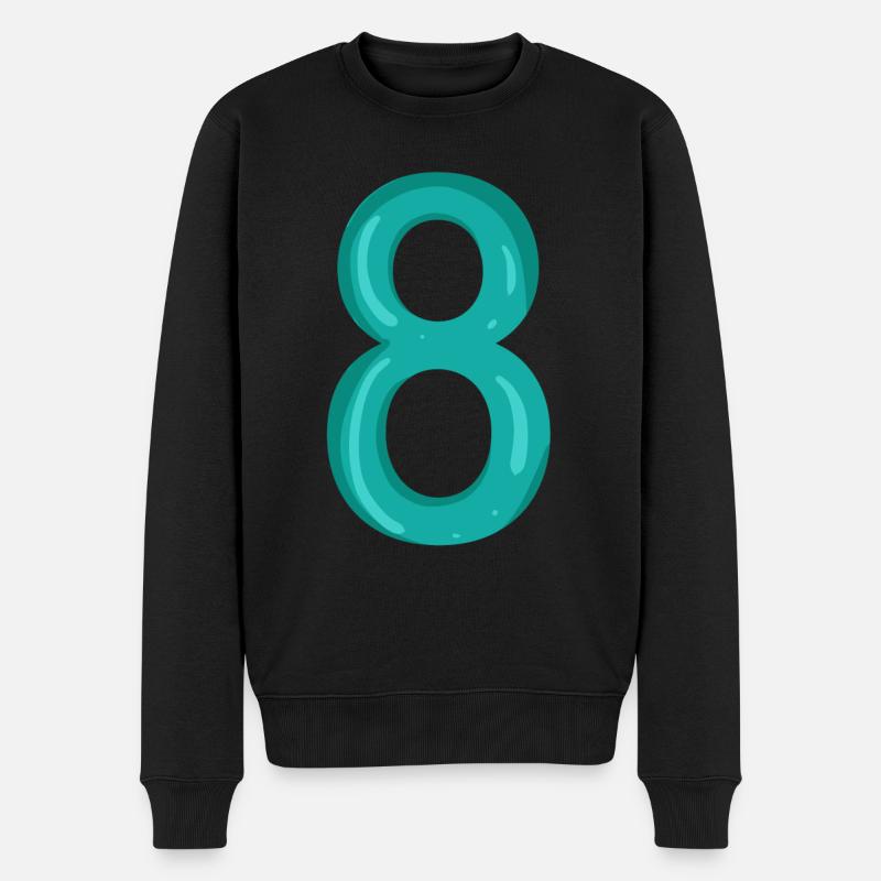 Nummer 8 - Zahl 8 - Männer Premium Bio Pullover - Schwarz