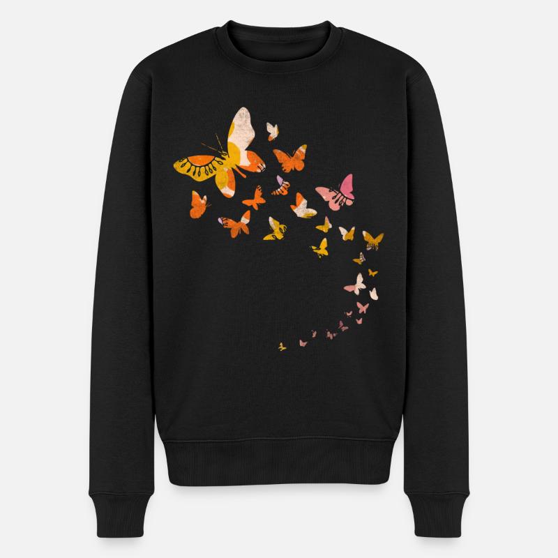 Jolies fleurs papillon - Pull Premium bio Homme - noir