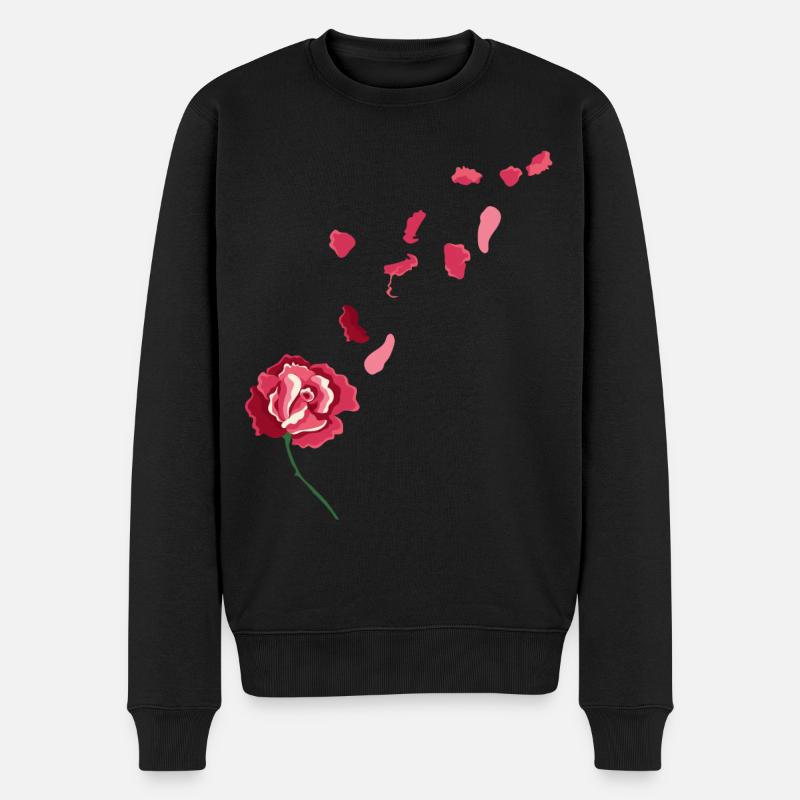 Rose rouge - Pull Premium bio Homme - noir