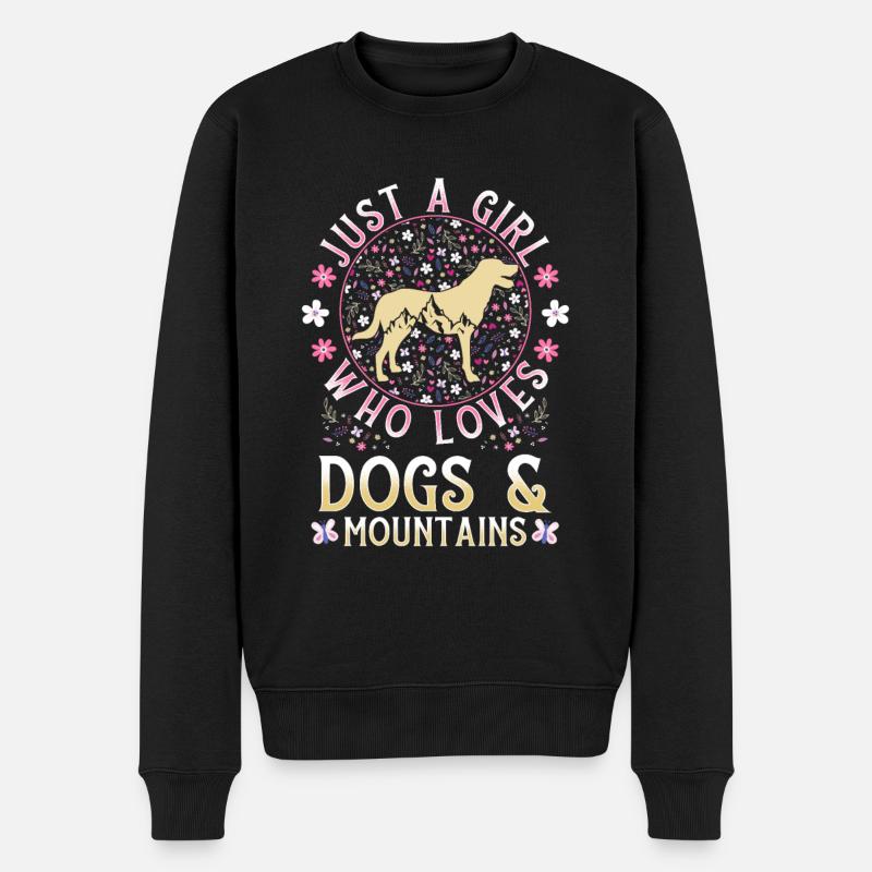 Just a girl who loves Dogs and Mountains - Männer Premium Bio Pullover - Schwarz