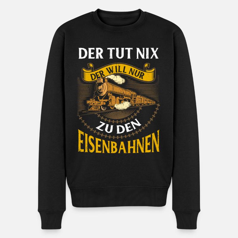 Eisenbahn - Männer Premium Bio Pullover - Schwarz