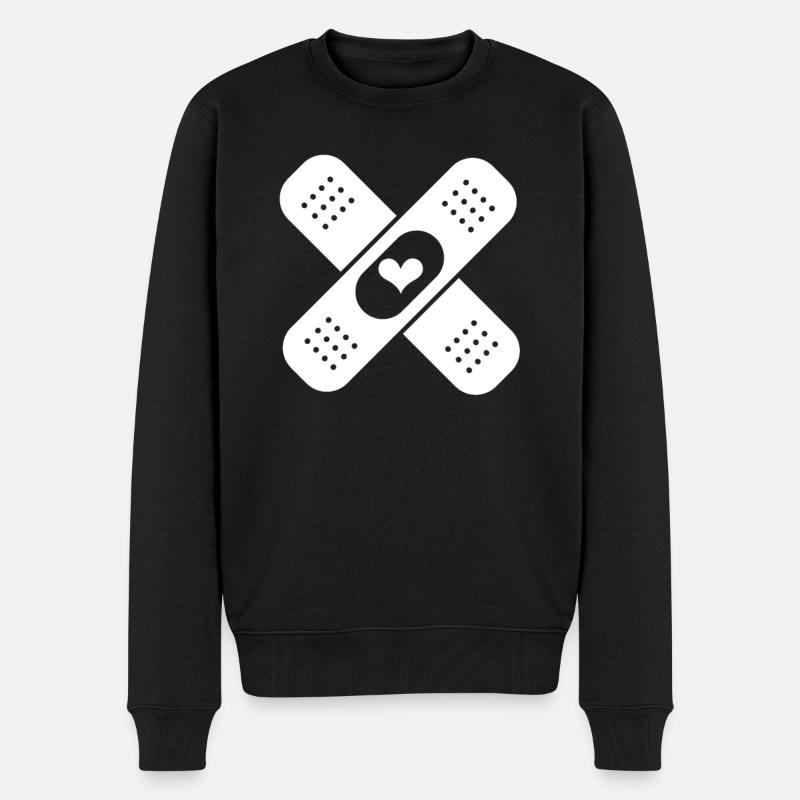 Pflaster Herz - Männer Premium Bio Pullover - Schwarz