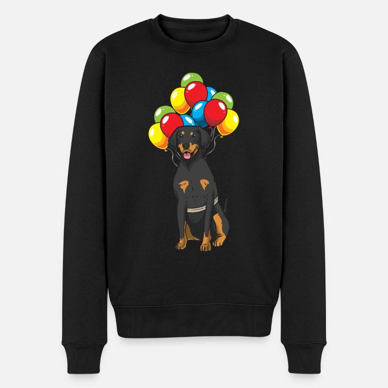 Brandlbracke Hund mit Luftballons - Männer Premium Bio Pullover - Schwarz