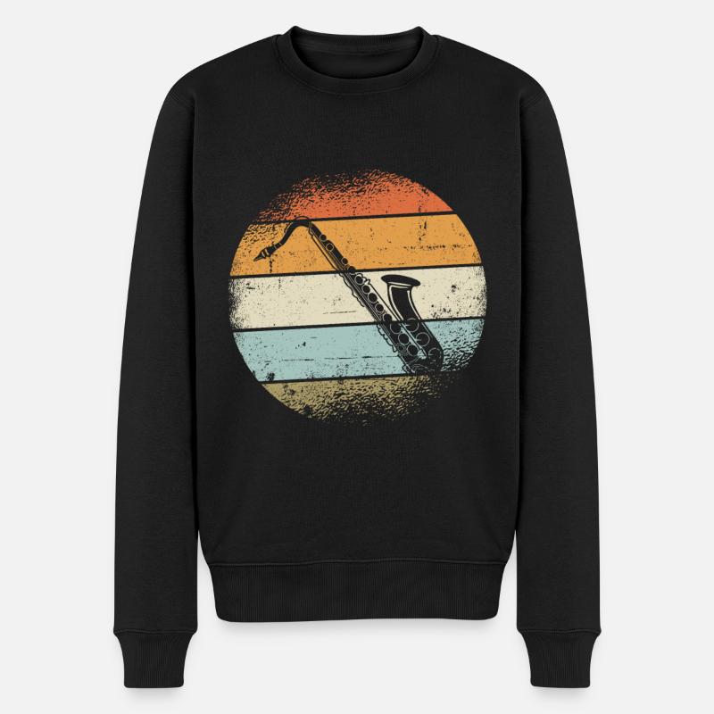 Saxophone - Männer Premium Bio Pullover - Schwarz