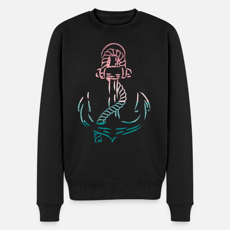 Anker See Meer - Männer Premium Bio Pullover - Schwarz