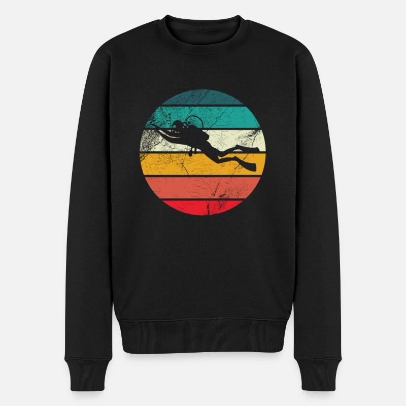 Taucher Geschenk Retro Taucher Tauchen - Männer Premium Bio Pullover - Schwarz
