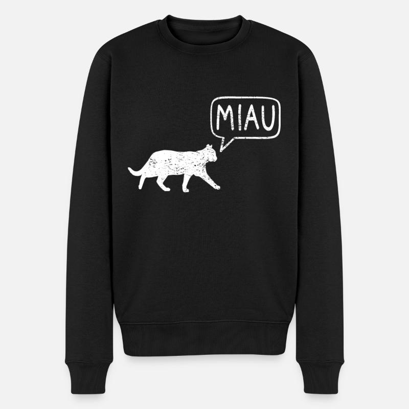 Katze Miau - Männer Premium Bio Pullover - Schwarz