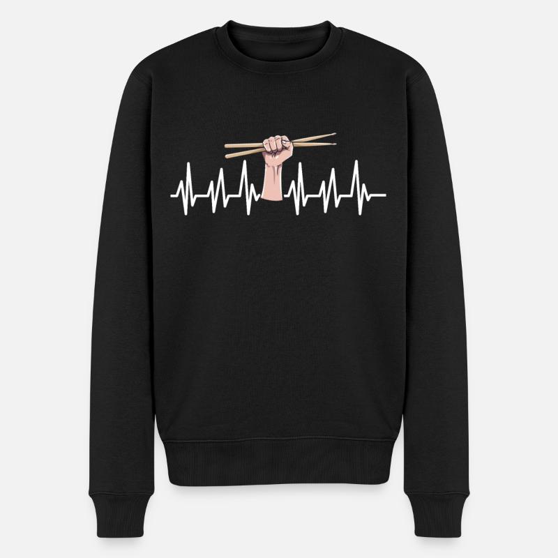 Schlagzeug - Männer Premium Bio Pullover - Schwarz