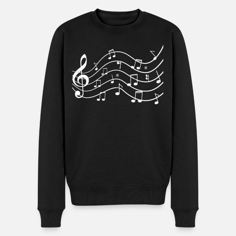 Notes Violin Clef Baskey - Men's Premium Organic Jumper - black