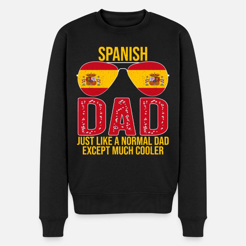Spanish Dad Spanien Flagge Sonnenbrille Vatertag - Männer Premium Bio Pullover - Schwarz