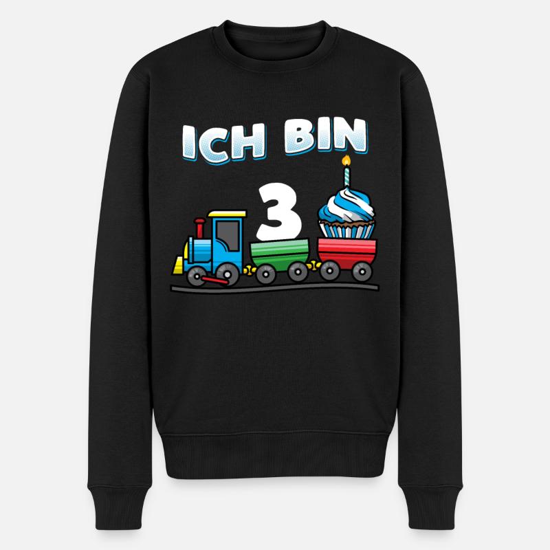Geburtstagsshirt 3 Jahre Junge Zug - Männer Premium Bio Pullover - Schwarz