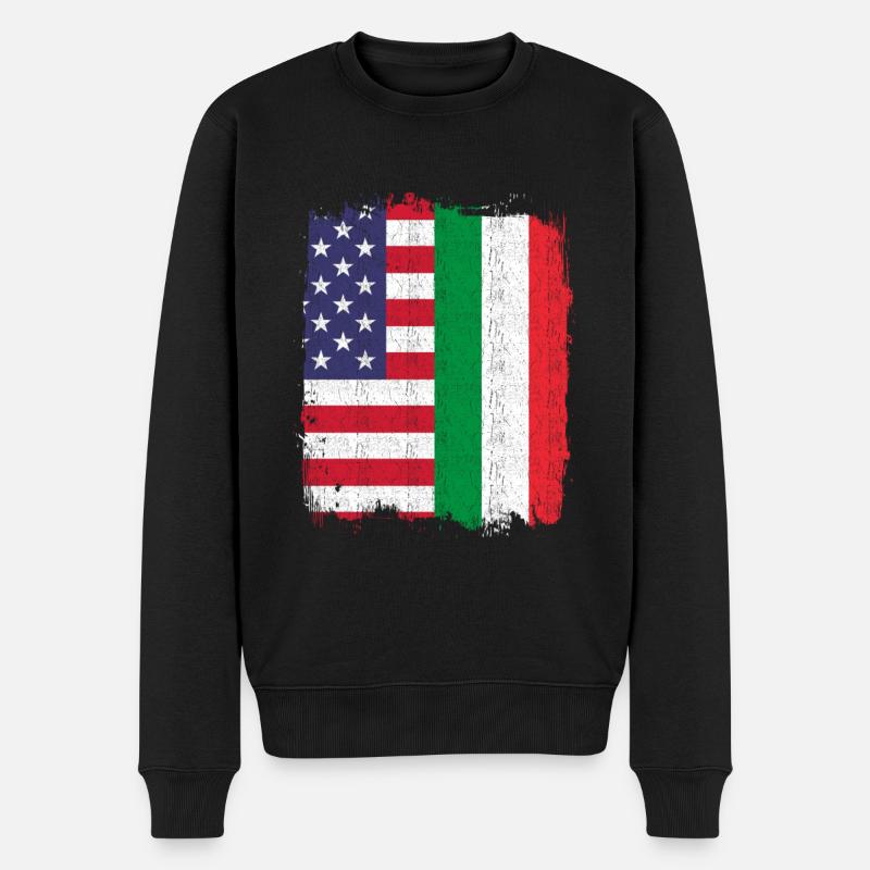 Italie Amérique Drapeau - Pull Premium bio Homme - noir