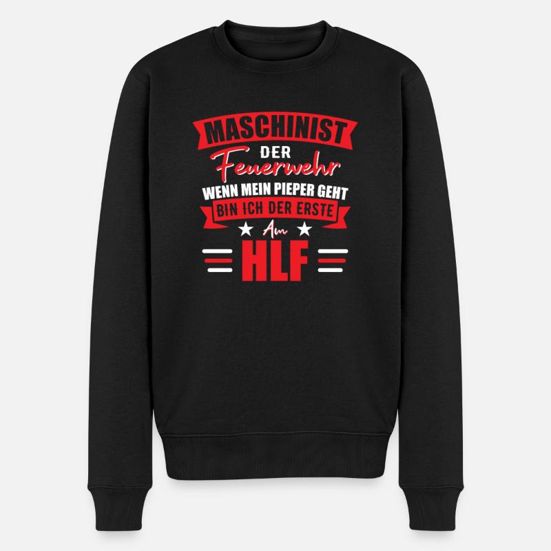 Feuerwehr Maschinist Feuerwehrmann Geschenk - Männer Premium Bio Pullover - Schwarz