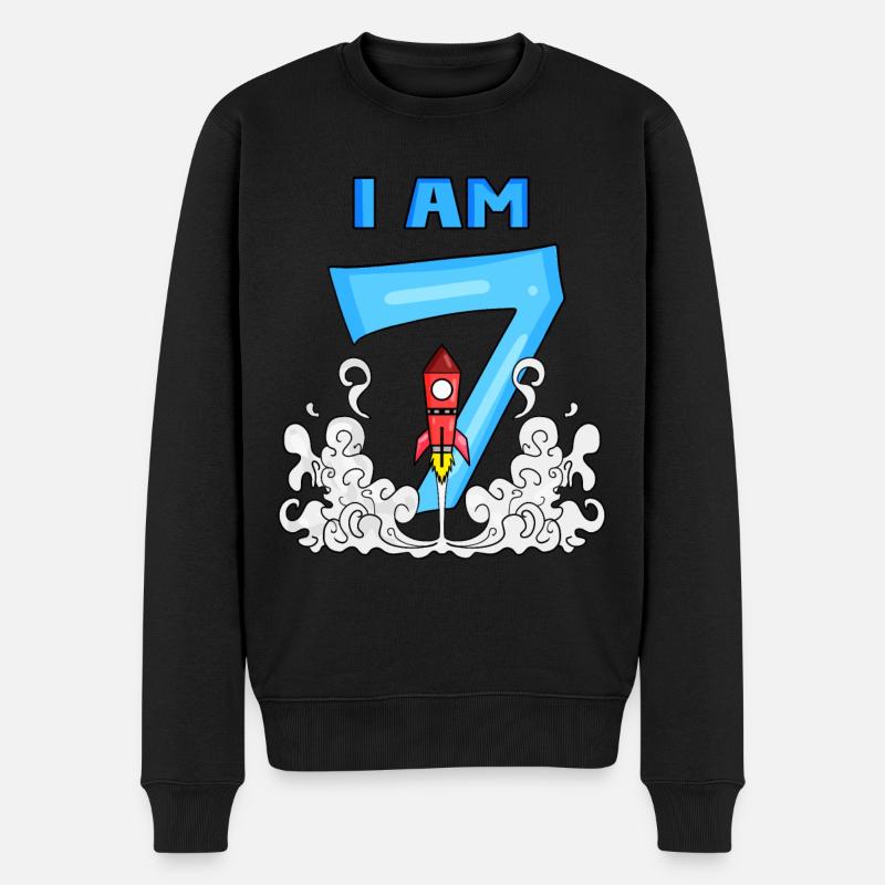7. Geburtstag - Astronaut Jungen Kindergeburtstag - Männer Premium Bio Pullover - Schwarz