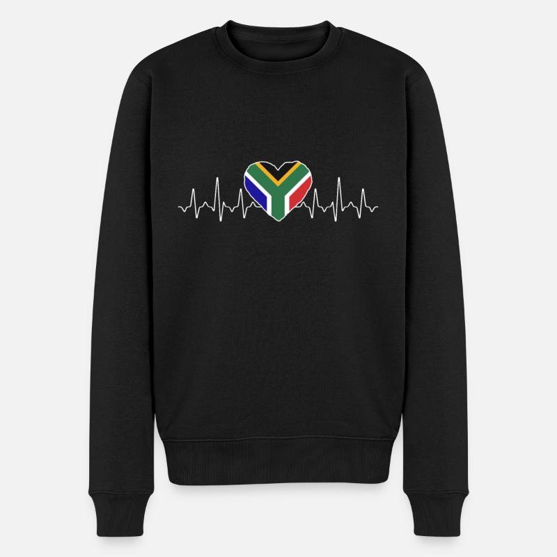 Südafrika Heartbeat Flagge - Männer Premium Bio Pullover - Schwarz