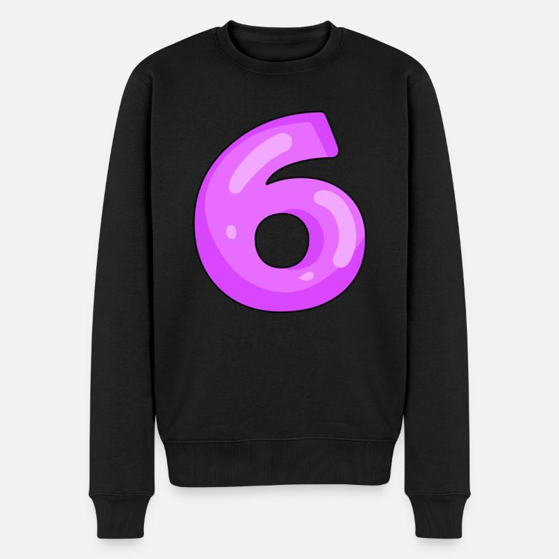 6 Lila - Männer Premium Bio Pullover - Schwarz