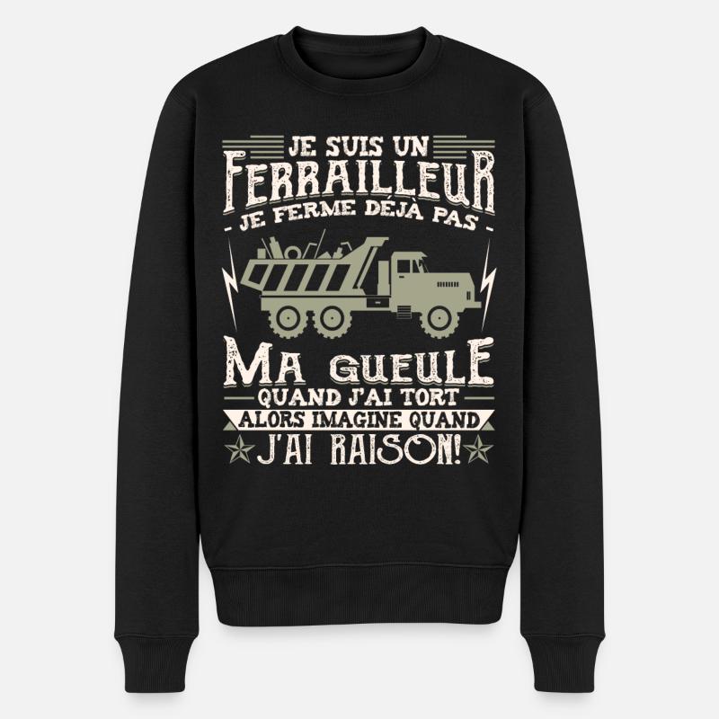Ferrailleur Humour Ferraille - Pull Premium bio Homme - noir