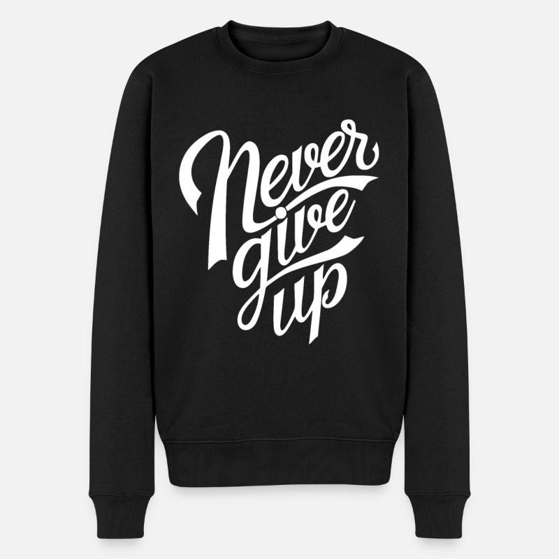 Never Give Up - Pull Premium bio Homme - noir