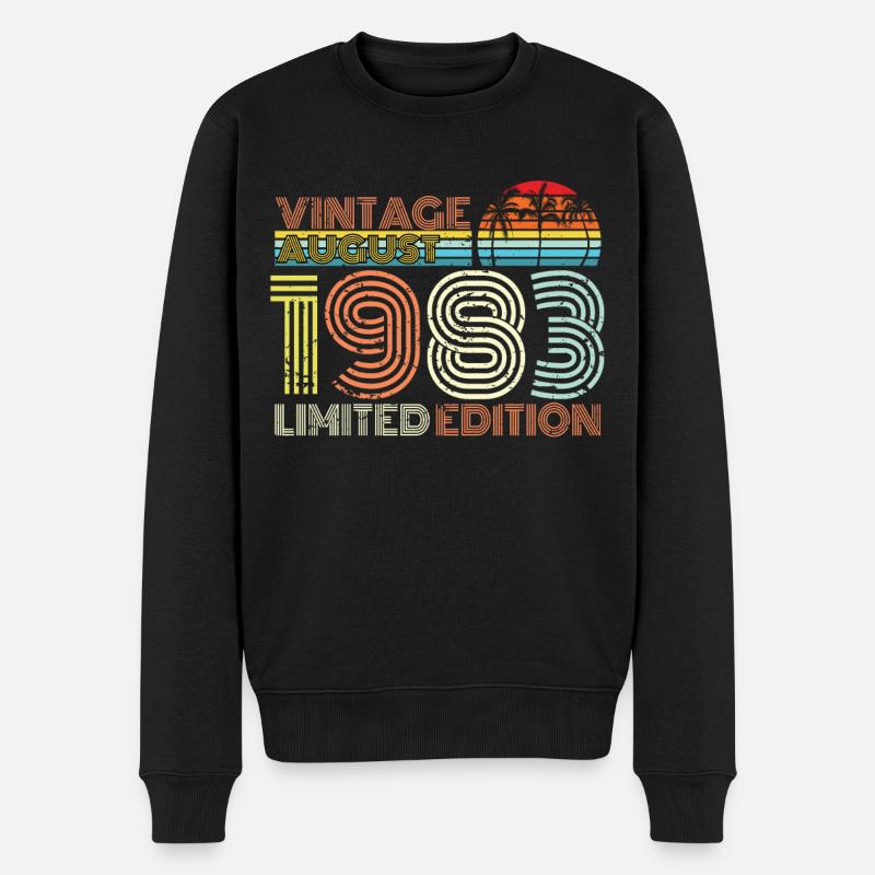 Vintage August 1983 Geschenkidee - Männer Premium Bio Pullover - Schwarz