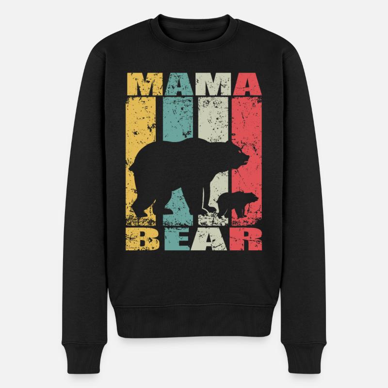 Maman Bear Bébé Progéniture Ours maman ours bébé ours - Pull Premium bio Homme - noir