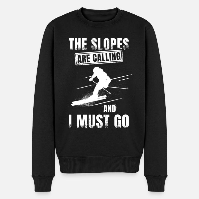 Skifahren - Männer Premium Bio Pullover - Schwarz
