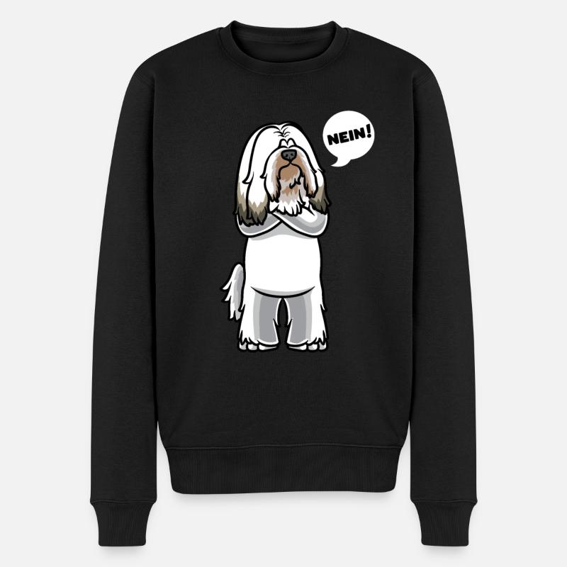 Sturer Tibet Terrier Hund - Männer Premium Bio Pullover - Schwarz