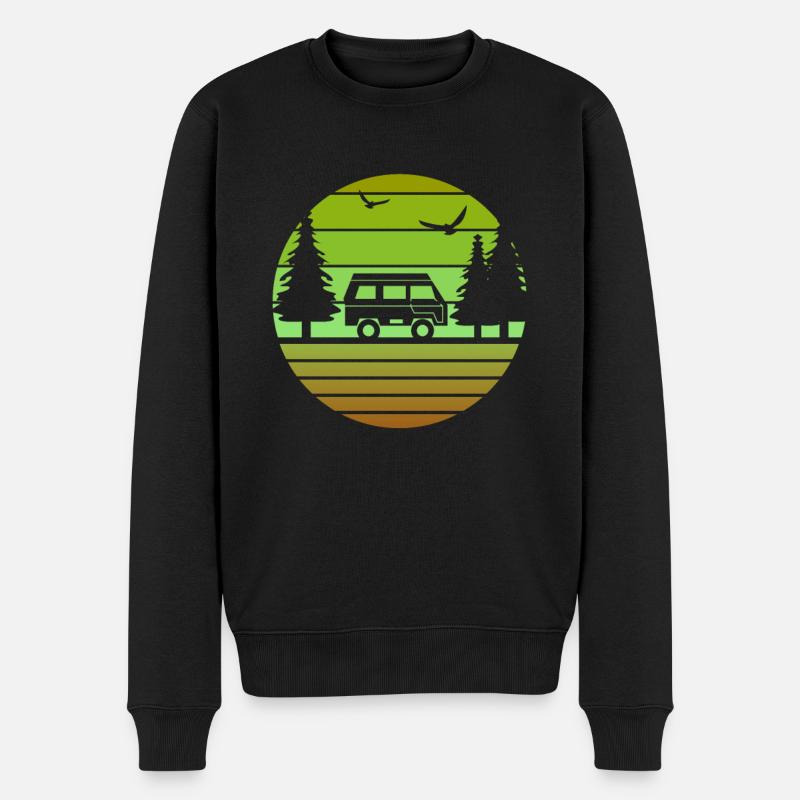 Retro Camping Shirt Vintage Wohnmobil Shirt - Männer Premium Bio Pullover - Schwarz