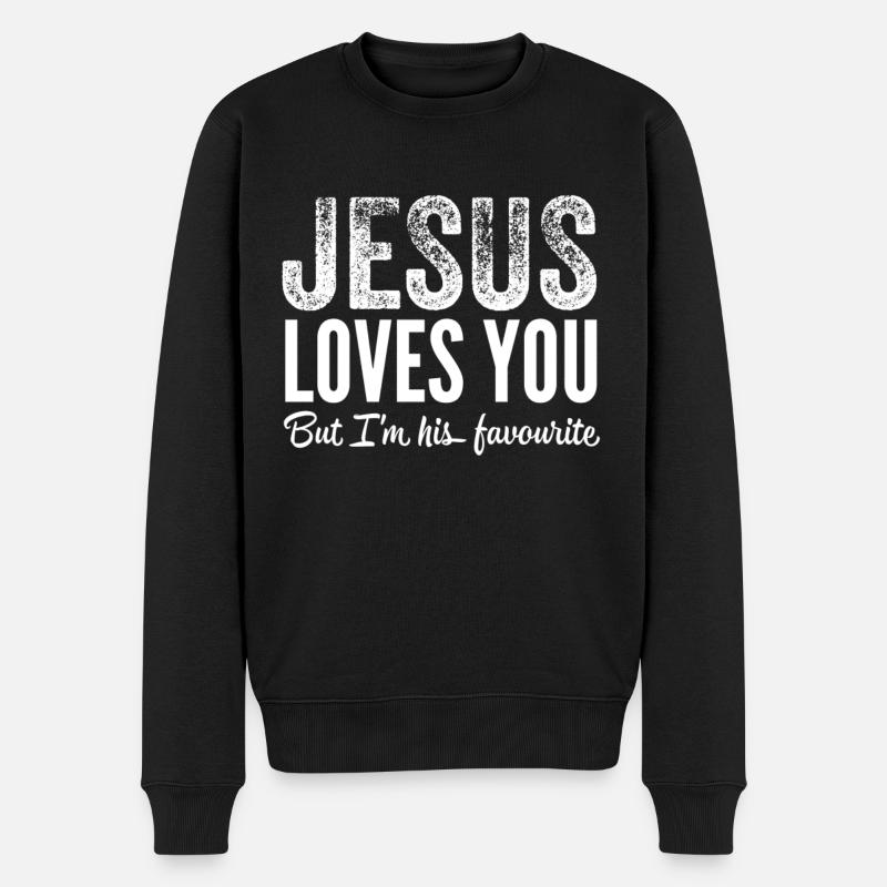 Jesus Jesus Jesus Christlich Christlich Christlich - Männer Premium Bio Pullover - Schwarz