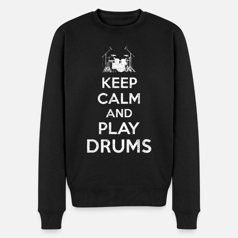 Keep Calm Drummer - Männer Premium Bio Pullover - Schwarz