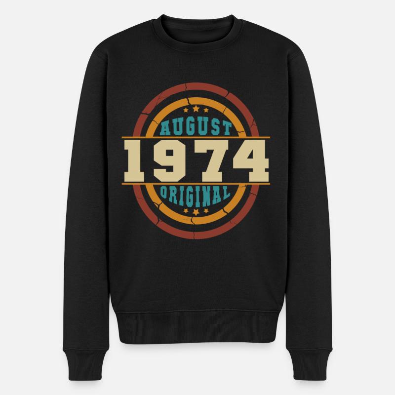 August 1974 Vintage Geschenk - Männer Premium Bio Pullover - Schwarz