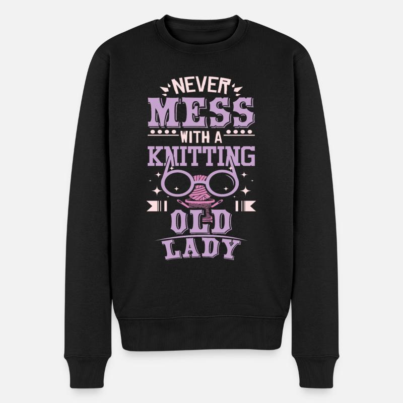 Knitting Old Lady - Männer Premium Bio Pullover - Schwarz