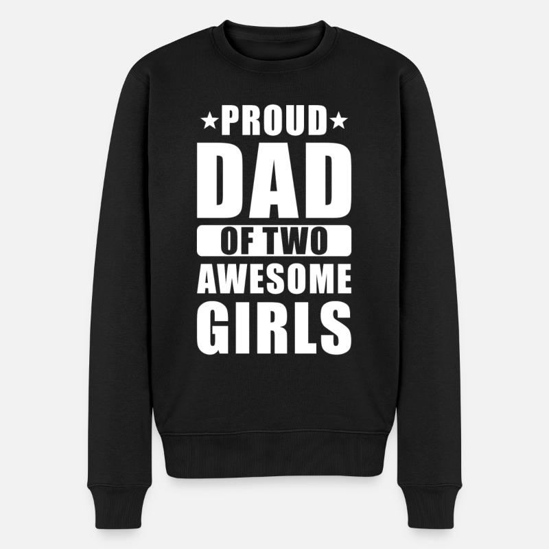 Stolzer Papa zwei Töchter - Männer Premium Bio Pullover - Schwarz