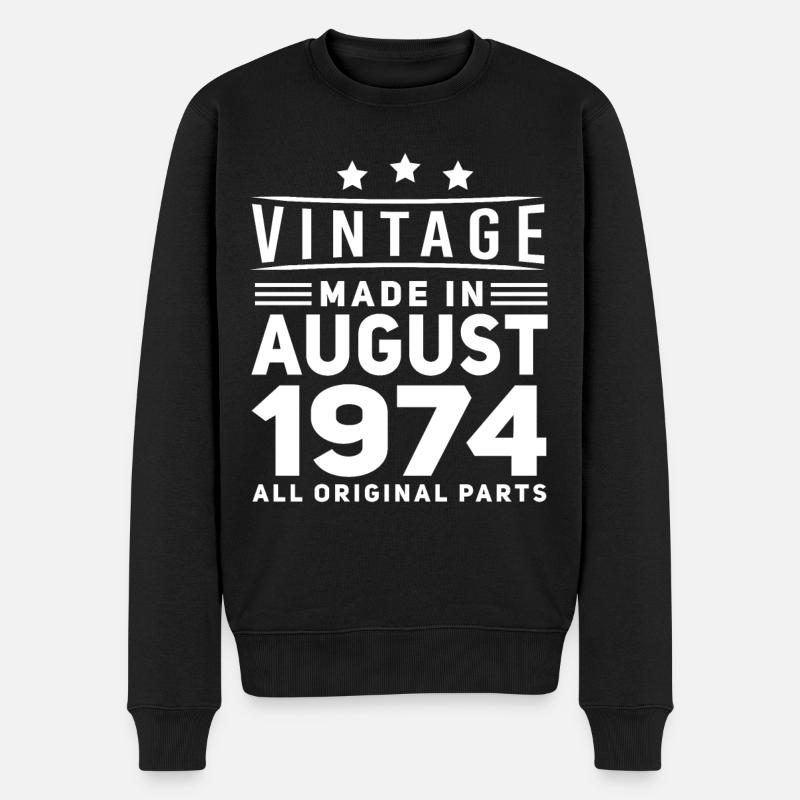 Vintage Im August 1974 Geschenkidee - Männer Premium Bio Pullover - Schwarz