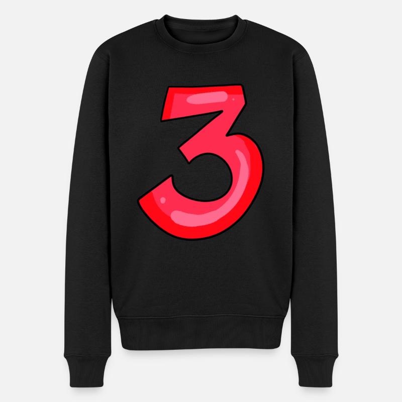 3 rouge - numéro trois - chiffre - Pull Premium bio Homme - noir