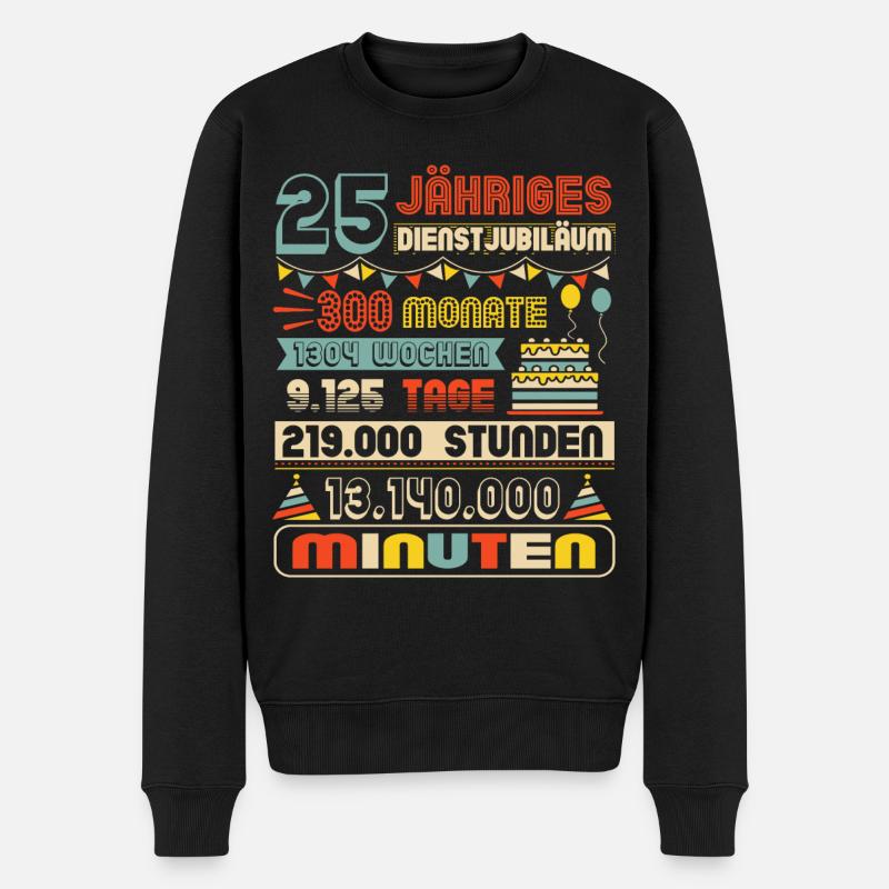 25 Jähriges Dienstjubiläum - Männer Premium Bio Pullover - Schwarz