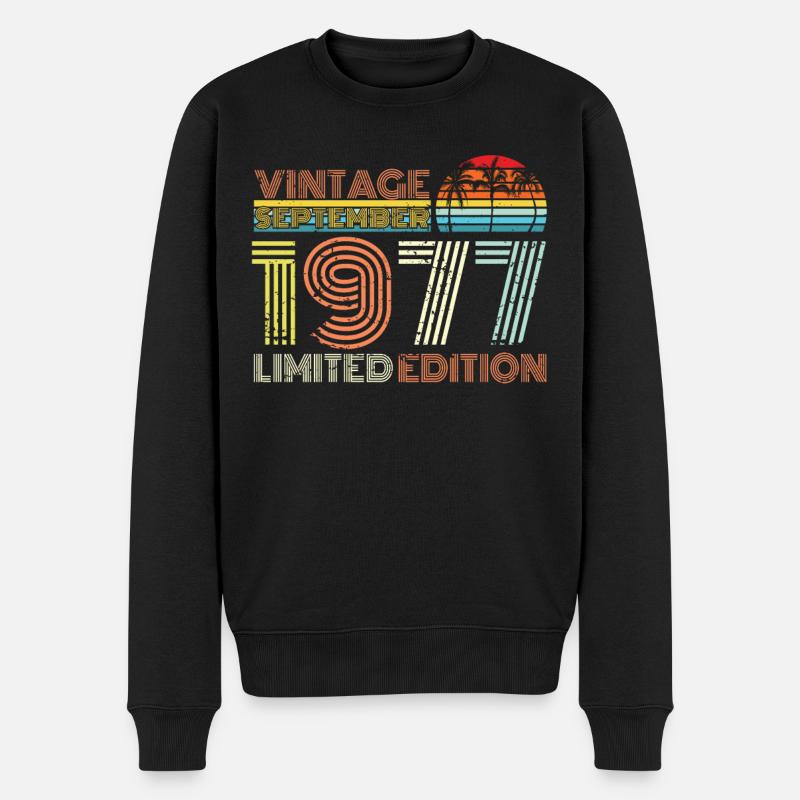 September 1977 Geboren Vintage Geschenk - Männer Premium Bio Pullover - Schwarz