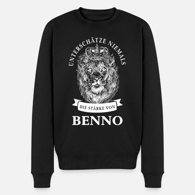 Benno Geschenk Name Löwe - Männer Premium Bio Pullover - Schwarz