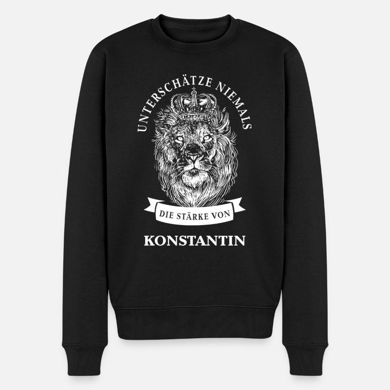 Konstantin Geschenk Name Löwe - Männer Premium Bio Pullover - Schwarz