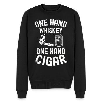 Whiskey - Männer Premium Bio Pullover - Schwarz - Vorne - Nico (187cm)