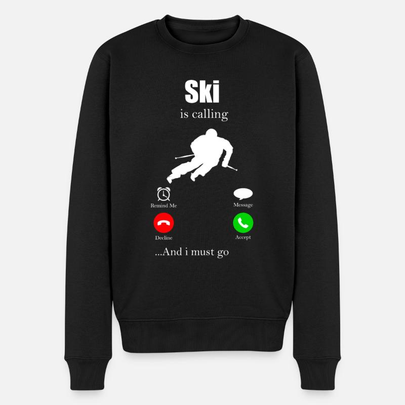 Skifahren - Männer Premium Bio Pullover - Schwarz