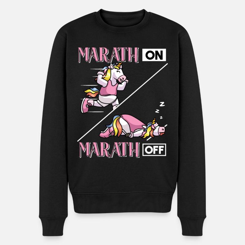 Marathon Einhorn Leichtathletik Marathonläufer - Männer Premium Bio Pullover - Schwarz