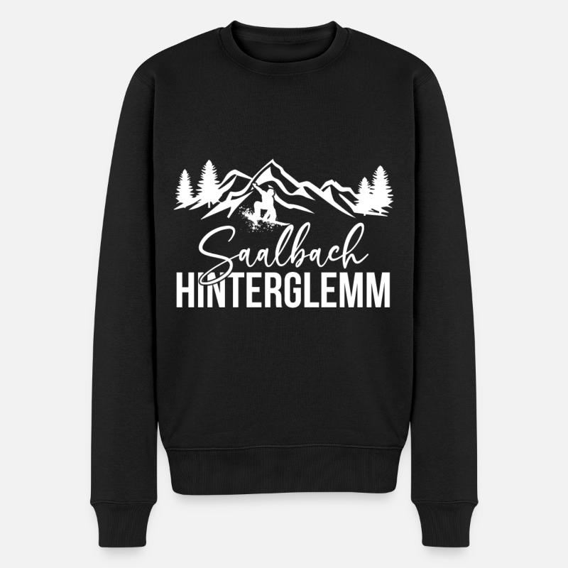 Saalbach Hinterglemm Snowboard Wintersport Berge - Männer Premium Bio Pullover - Schwarz