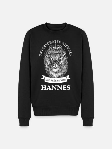 Hannes Geschenk Name Löwe - Männer Premium Bio Pullover - Schwarz