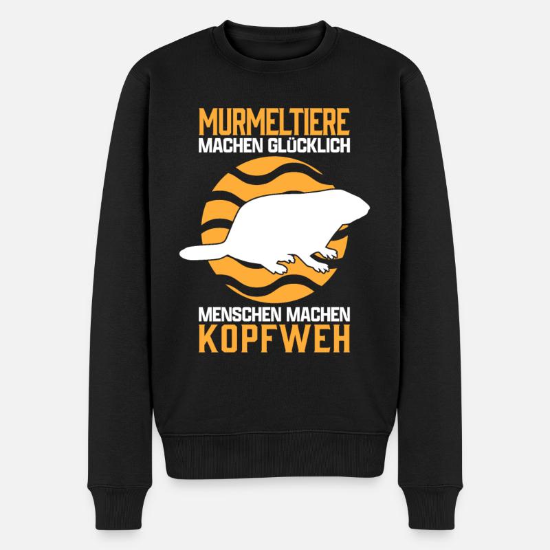 Murmeltier Kopfweh Erdhörnchen Nagetier Spruch - Männer Premium Bio Pullover - Schwarz