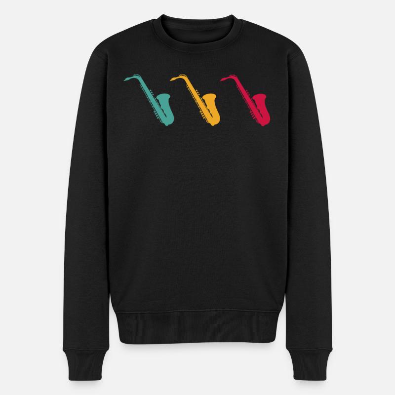 Saxophon - Männer Premium Bio Pullover - Schwarz