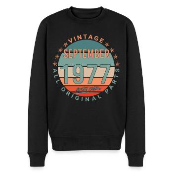 September 1977 Vintage Geschenkidee - Männer Premium Bio Pullover - Schwarz - Vorne - Nico (187cm)