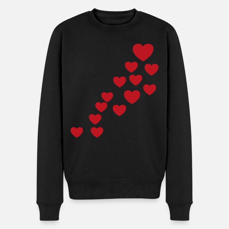 Rote Herzen - Männer Premium Bio Pullover - Schwarz