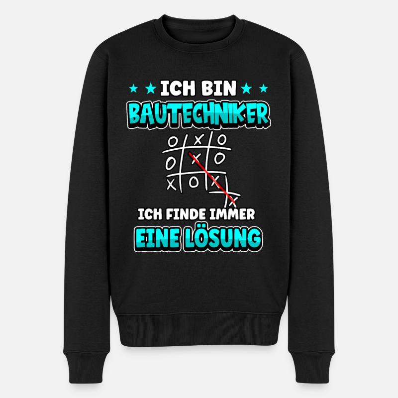 Ich bin Bautechniker ich finde immer eine Lösung - Männer Premium Bio Pullover - Schwarz